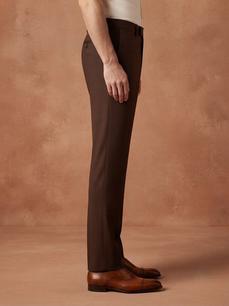 Rich Chocolate Tailored Trouser, side view