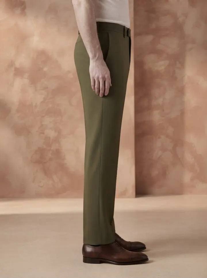 Bemount Statement Olive Tailored Trouser, side view (1)