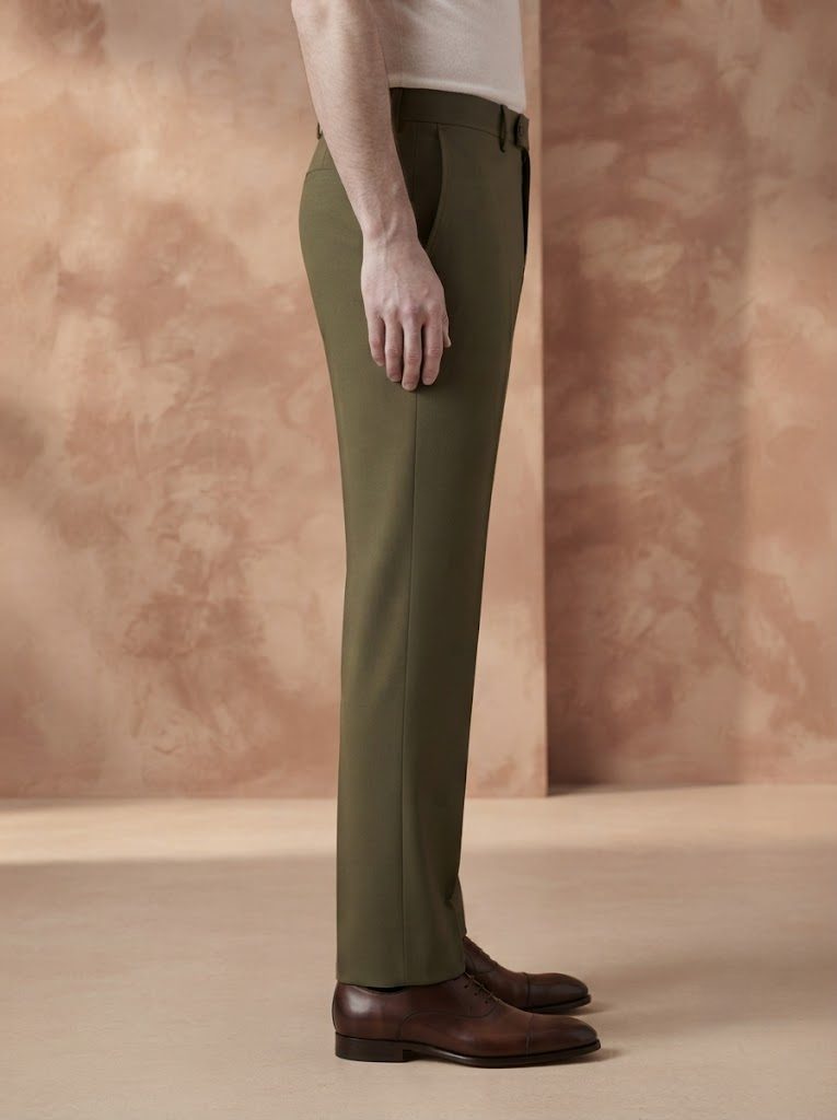 Statement Olive Tailored Trouser, side view (1)