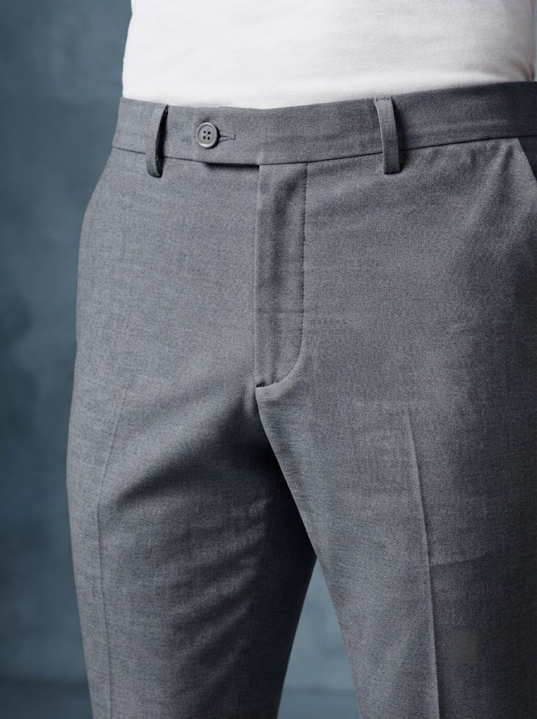 Urban Mid Grey Tailored Trouser, waist closeup