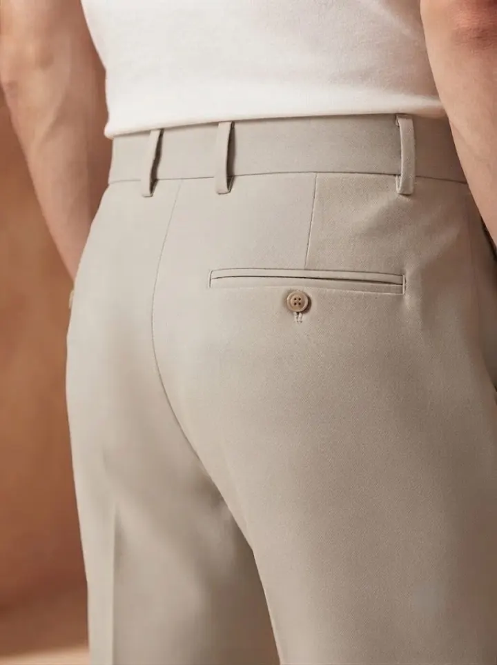 Bemount Versatile Stone Tailored Trouser, back closeup
