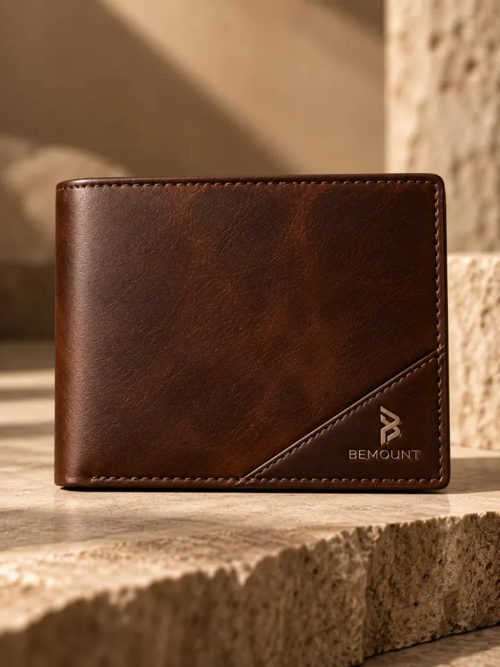 Bemount Bemount Signature Heritage Bifold Wallet in Dark Brown, front view
