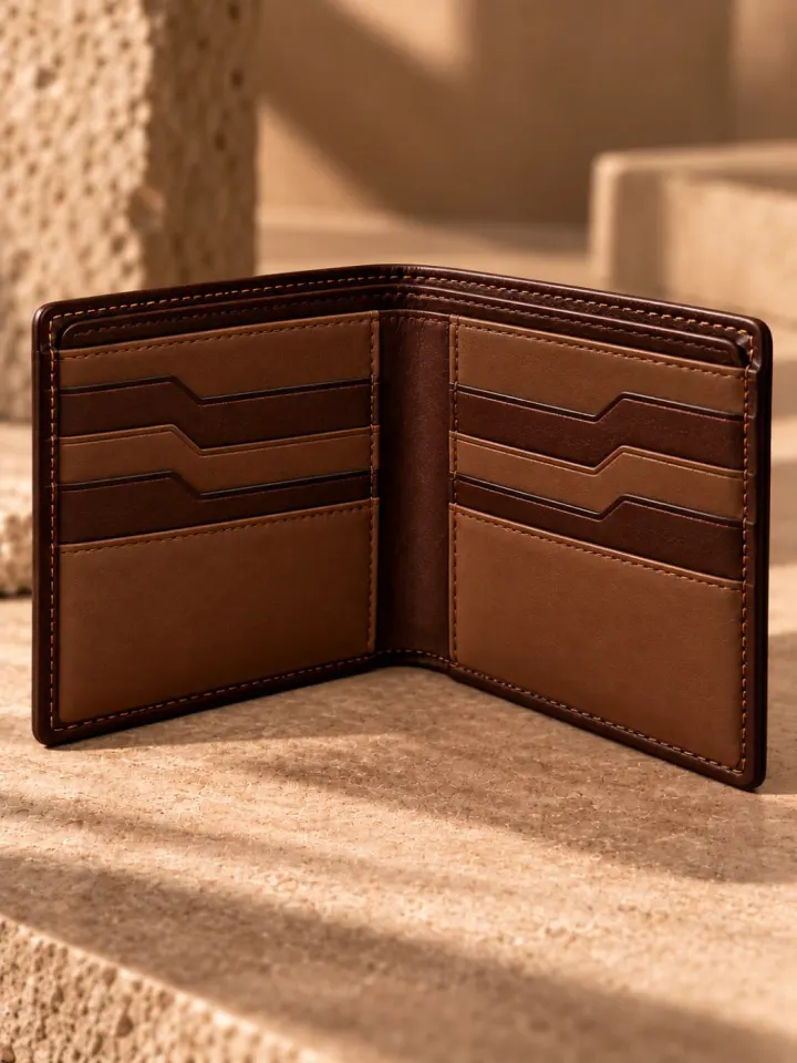 Bemount Bemount Signature Heritage Bifold Wallet in Dark Brown, card slots inside