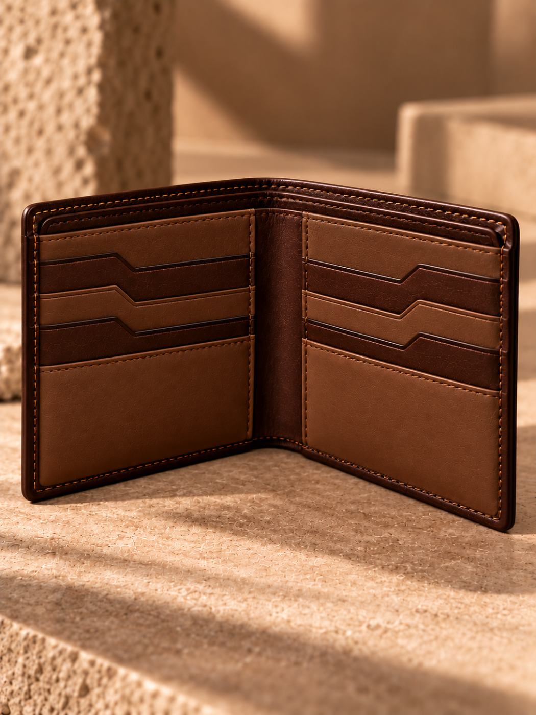 Bemount Bemount Signature Heritage Bifold Wallet in Dark Brown, card slots inside